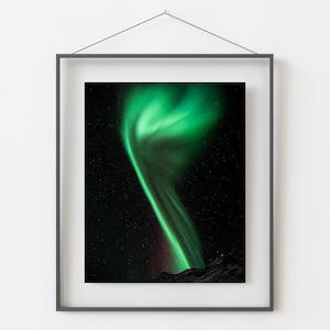 Herzförmige Aurora Borealis Fotografie Druck | Home Decor Grüne Nordlichter Poster | Sternenhimmel Astro Kunst