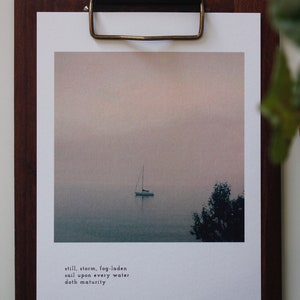 Haiku Print - Still, Storm, Fog-Laden - 8x10 Fine Art Print door Natalie Salminen