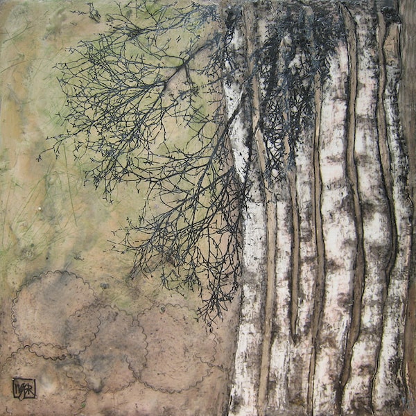 The Trees Will Clap Their Hands, Fine Art Print, Birch Tree Giclee, Encaustic Print