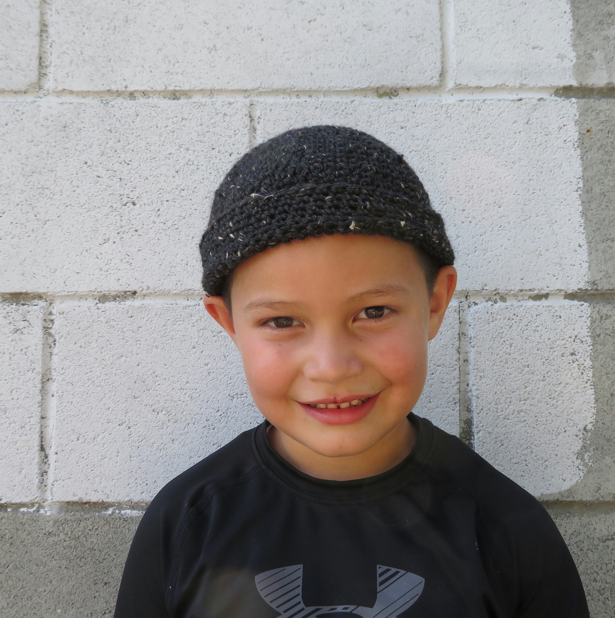 Docker Cap Charcoal Tweed Wool Crochet 
