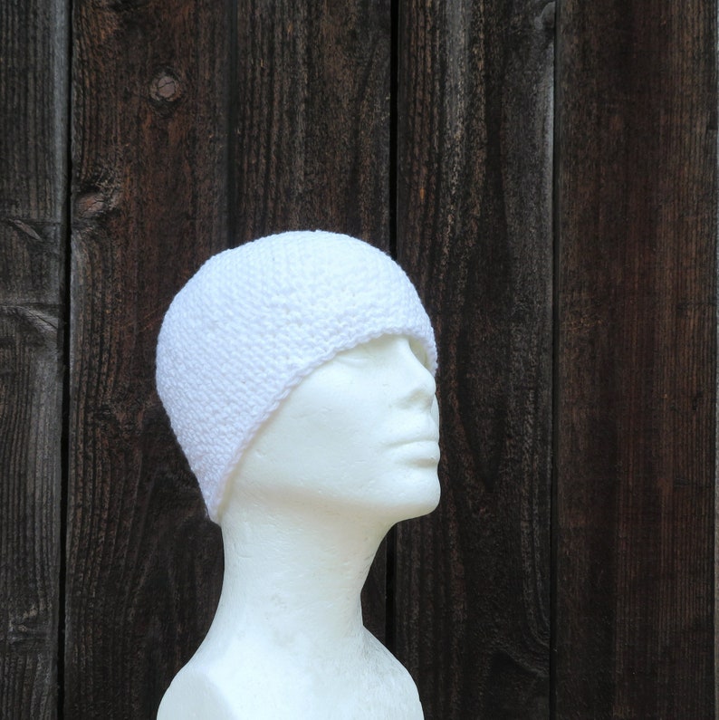 cotton kundalini cap, simply white crochet beanie image 8