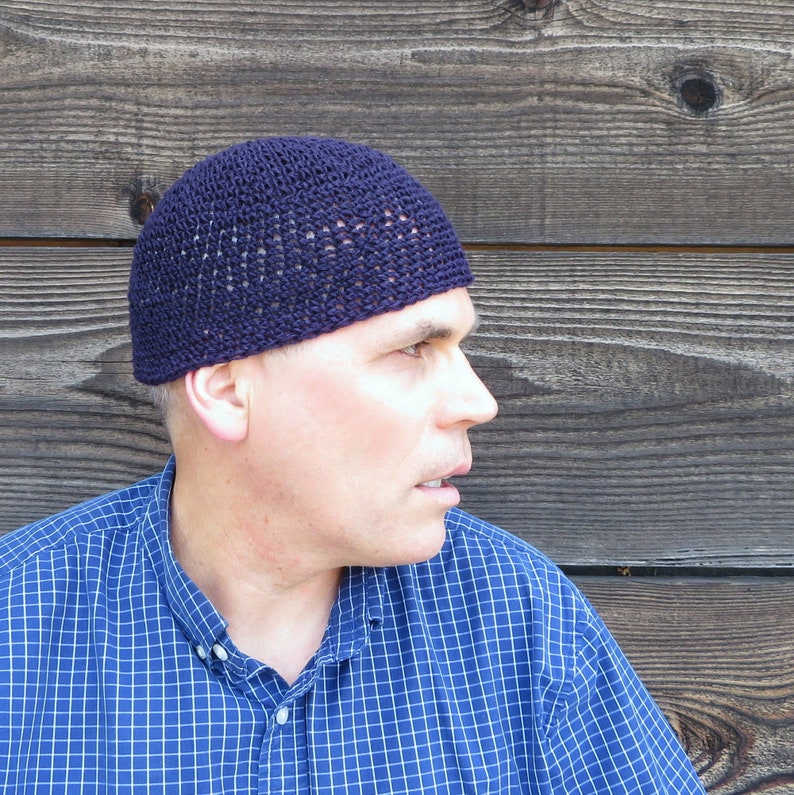 men/'s hemp kufi plum purple crochet
