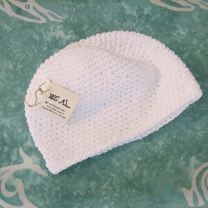 cotton kundalini cap, simply white crochet beanie image 9