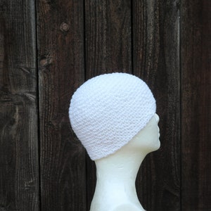 cotton kundalini cap, simply white crochet beanie image 3