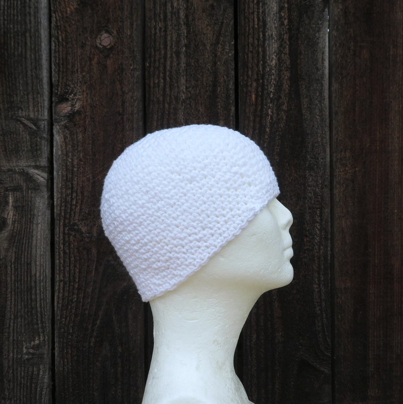 cotton kundalini cap, simply white crochet beanie image 2