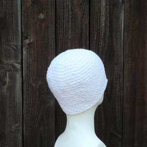 cotton kundalini cap, simply white crochet beanie image 4