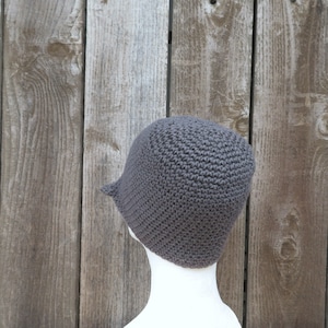men's summer visor beanie, slate gray cotton linen hat, crochet brimmed cap, made to order image 6