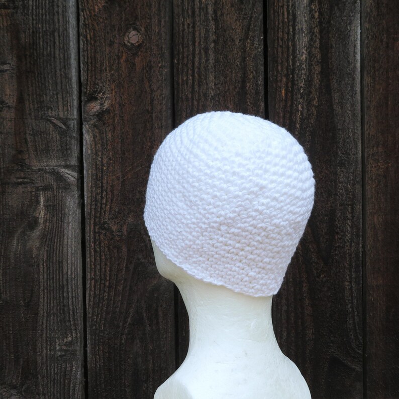 cotton kundalini cap, simply white crochet beanie image 5