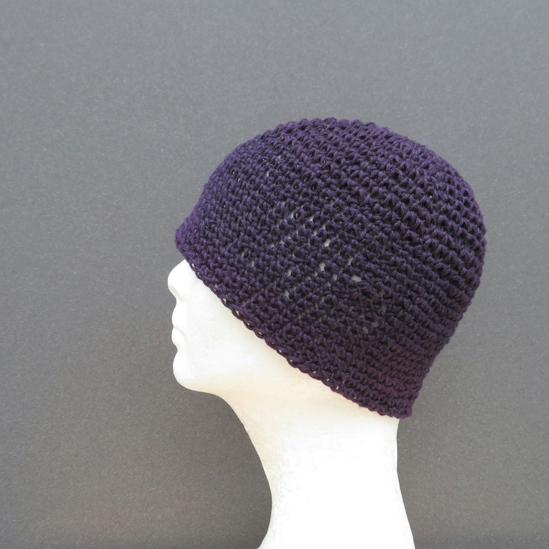 men/'s hemp kufi plum purple crochet