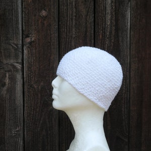 cotton kundalini cap, simply white crochet beanie image 7