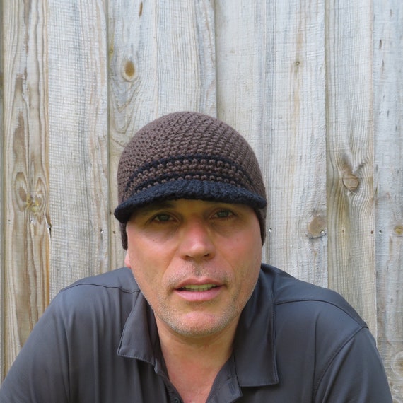 Textured Knit Visor Beanie in Chocolate Brown TOP HEADWEAR NEW Cuff Dark Brown Beanie Visor Skull Cap HAT  main image 4