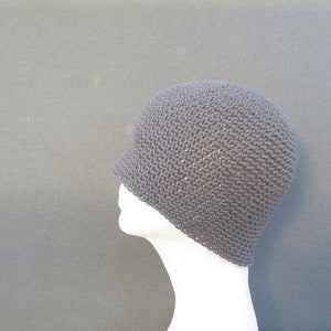 men's summer beanie, slate gray linen cotton hat, crochet lightweight skull cap image 6