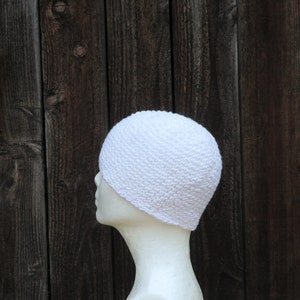cotton kundalini cap, simply white crochet beanie image 6