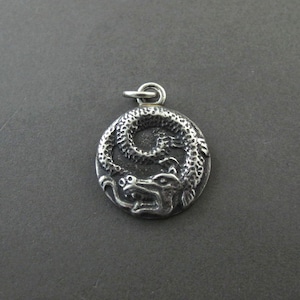 Coiled Dragon Necklace, Dragon Protector, Dragon Talisman, Dragon Amulet, Ouroboros Dragon, Rebirth Pendant