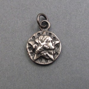 Astrea Pendant, Goddess of the Stars, Star Maiden necklace, Mythology Jewelry, Greek Mythology, Humanity, Sterling Silver, Antique Button