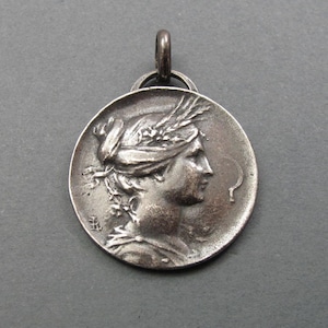 Sterling Silver Demeter Pendant, Greek Goddess, Vintage Button Charm