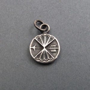 Victorian Button Arrow Pendant, Sterling Silver Talisman Charm, Guidance Jewelry, Direction and Protection