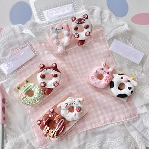 Handmade Animal Donut Phone Charm - Bunny/Cat/Frog/Bear/Cow