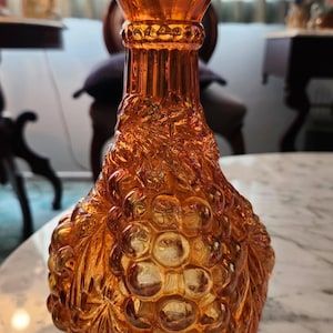 Imperial Marigold Iridescent Carnival glass Vase with raised grape and leaf pattern