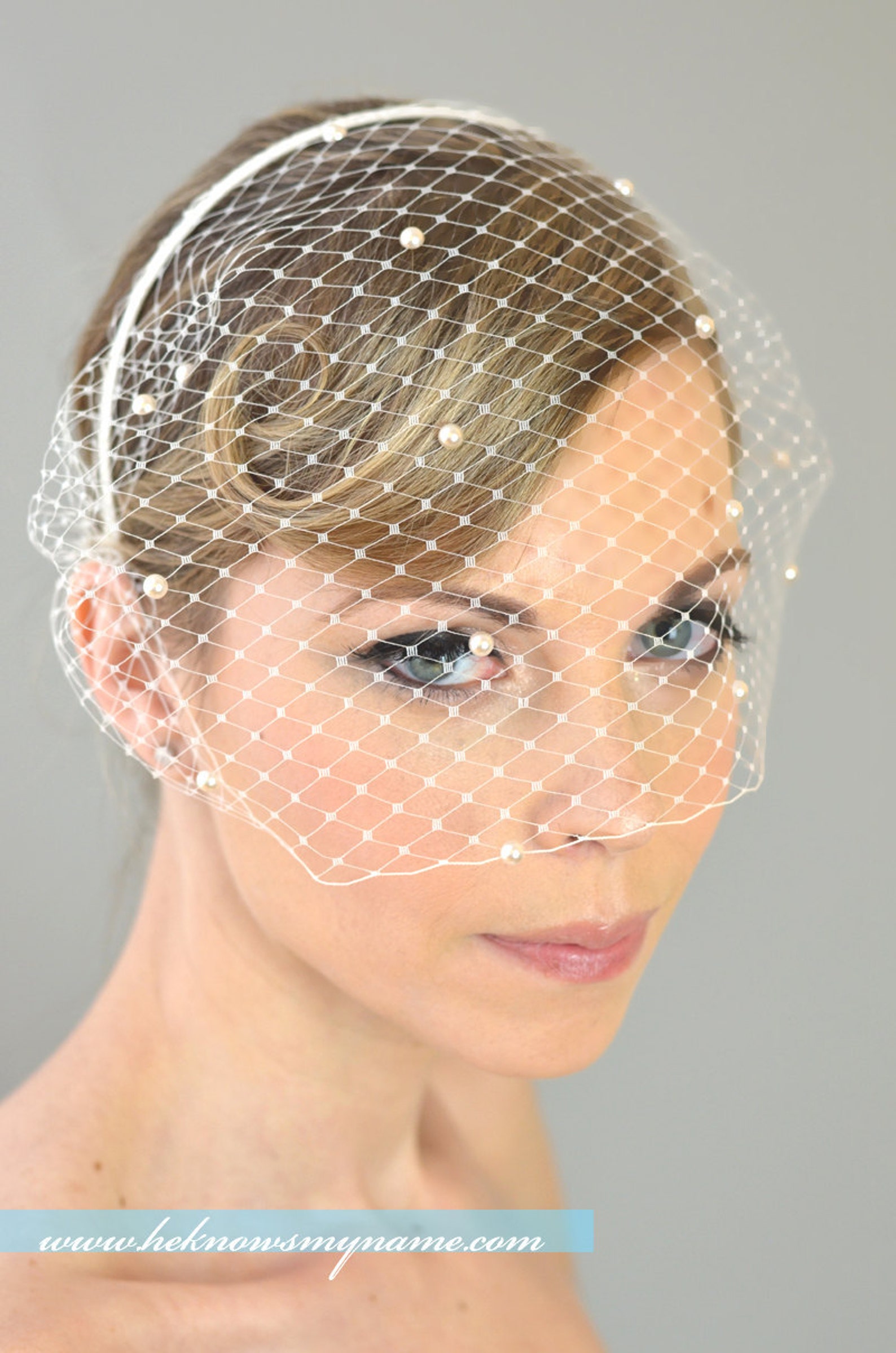 Wedding Bridal Birdcage Veil Pearls Touching Free U.S Etsy