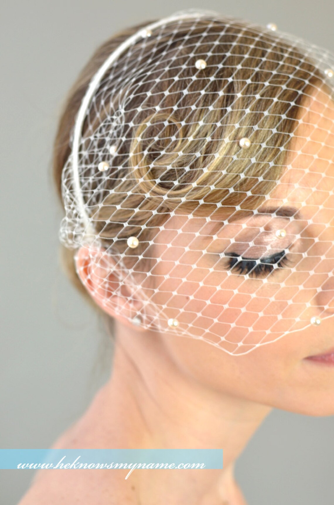 Wedding Bridal Birdcage Veil Pearls Touching Free U.S Etsy