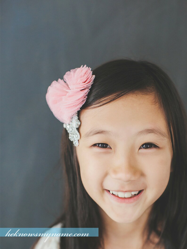 Pink Flower Girl Hair Clip Ivory white pink blush Wedding Etsy