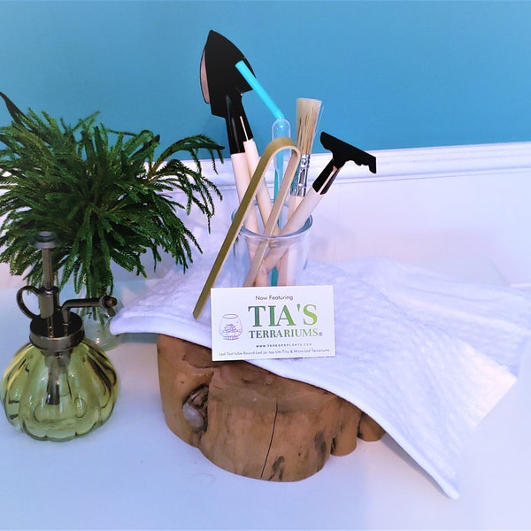 Terrarium tool kit-7 piece set includes Shovel-Rake-Spade-Bamboo Tongs-Paint brush-Pipette-Straw