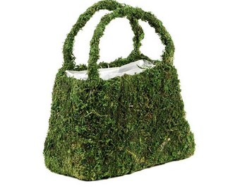 Moss Purse Basket | Medium Purse | Plastic Liner | Hand bag | Wedding Centerpiece | Preserved Moss Handbag