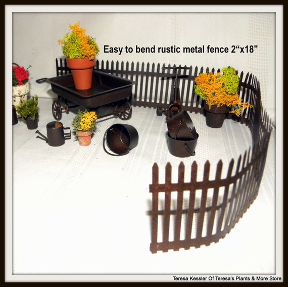 Items similar to Miniature tin fenceFairy garden fenceDoll house