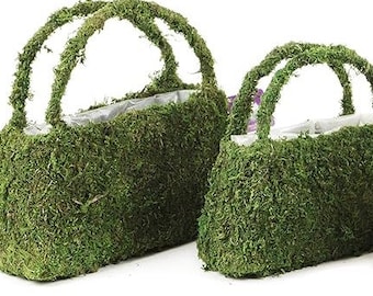 Moss Purse Baskets | Mothers Day | Wedding centerpiece | Hand bag | Garden Party | Preserved Moss Handbag