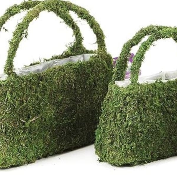 Moss Purse Baskets | Mothers Day | Wedding centerpiece | Hand bag | Garden Party | Preserved Moss Handbag