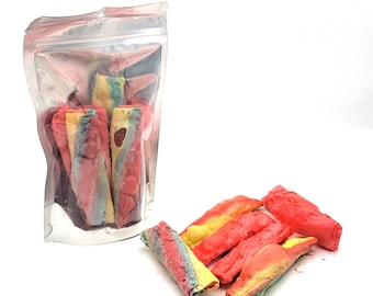 Freeze Dried Fruit Rolls - 6 Rolled fruit flavored snacks - Airy-Crunchy Candy - Party Treats-Wedding favors!
