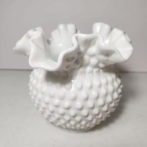 Vintage Milk glass Fenton Hobnail Vase
