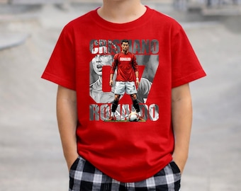 Cristiano Ronaldo Youth Soccer Shirt Kids Graphic Tee CR7 Soccer Fan Gift for Boys