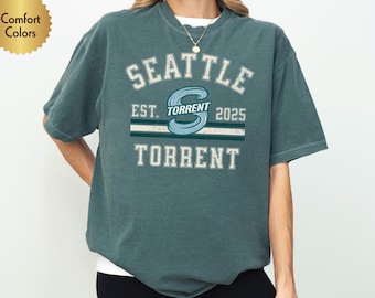 Seattle Torrent Comfort Colors T-Shirt | Retro Collegiate PWHL Hockey Tee