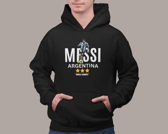 Messi 10 Argentina Soccer World Champions Youth and Adult Unisex Hoodie