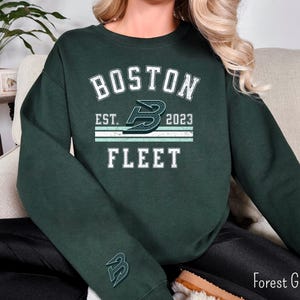 Boston Fleet Hockey Sweatshirt with Sleeve design, Boston PWHL Adult Unisex Sweater