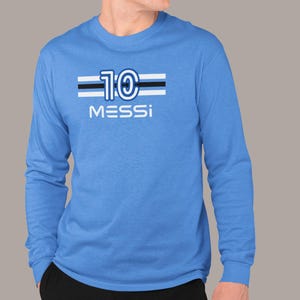 Messi 10 Argentina Soccer Unisex Long - Sleeve T-Shirt for Adults  - With front design