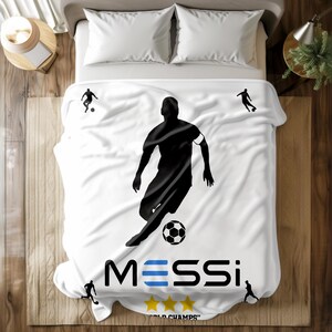 Messi Soccer Blanket: Plush Throw for Soccer Fans White