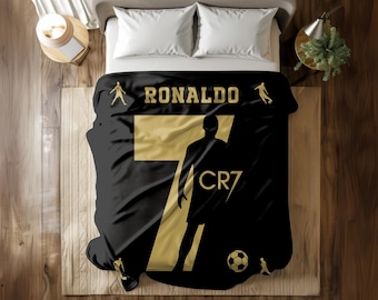 Ronaldo CR7 Soccer Blanket – Plush Velveteen Throw for Soccer Fans
