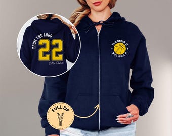 Caitlin Clark 22 Full Zip Hoodie, Indiana Basketball Unisex Sweatshirt