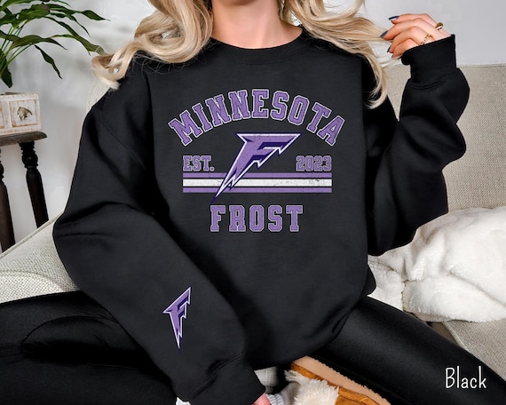 Minnesota Frost Hockey Sweatshirt with Sleeve design, Minessota PWHL Adult Unisex Sweater