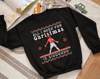 Cristiano Ronaldo Ugly Christmas Shirt, Holiday Soccer Sweater Gift | Youth and Adult Unisex Sweatshirt