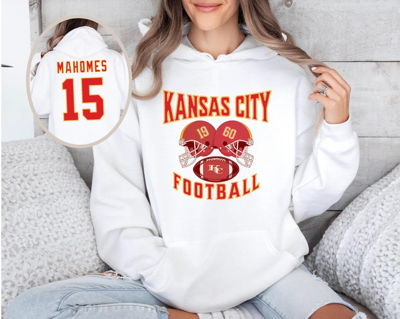 Mahomes Kansas City Football Hoodie: Unisex Fan Sweatshirt White