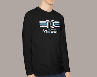 Messi 10 Argentina Soccer Unisex Long - Sleeve T-Shirt for Youth / Kids  - With front design