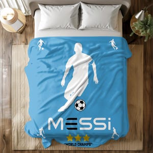 Messi Soccer Blanket: Plush Throw for Soccer Fans Carolina Blue