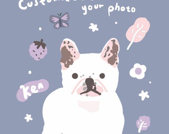Custom Dog Portrait, Digital Print draw from your photo, made to order, memorial gift for pet lovers, Dog Cat Painting from photo