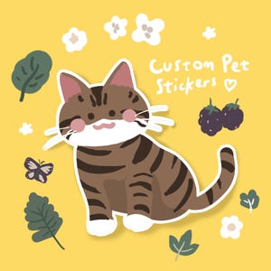 Custom Pet Stickers, Pets Portrait Stickers, cute cartoon dog cat stickers Pack, Custom Pet sticker sheet, Cartoon Portrait Drawing