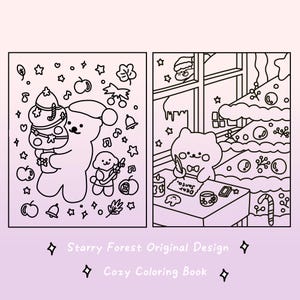 Peut inclure: Un livre de coloriage en noir et blanc avec deux illustrations d'ours c&eacute;l&eacute;brant No&euml;l. La premi&egrave;re illustration montre un ours tenant un sapin de No&euml;l d&eacute;cor&eacute;. La deuxi&egrave;me illustration montre un ours &eacute;crivant une lettre au P&egrave;re No&euml;l.