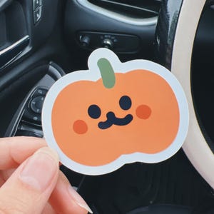 Starry Forest Halloween Cute Pumpkin Ghost Vinyl Sticker 1 pc, Cute Kawaii Spooky Sticker set for laptop, Water Bottle, Kindle, waterproof